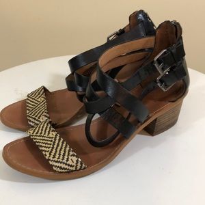 MADEWELL Leather Basket Weave Strap Heeled Sandals